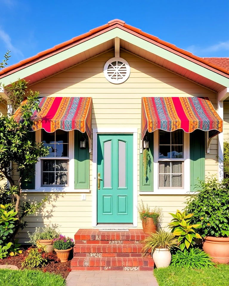colorful awnings for boho exterior house - 20 Boho House Exterior Ideas