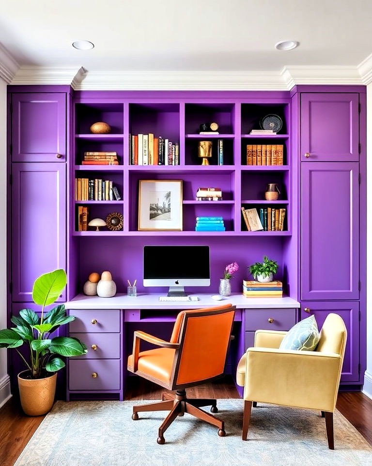 colorful built ins home office - 30 Colorful Home Office Ideas