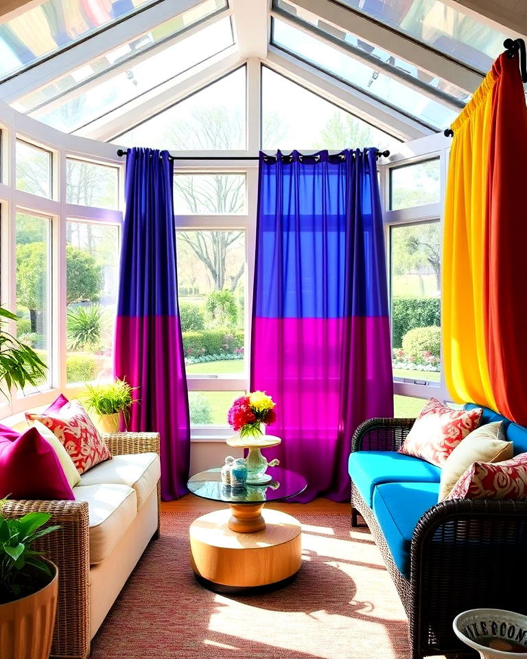 colorful curtains to brighten the room - 20 Sunroom Curtain Ideas