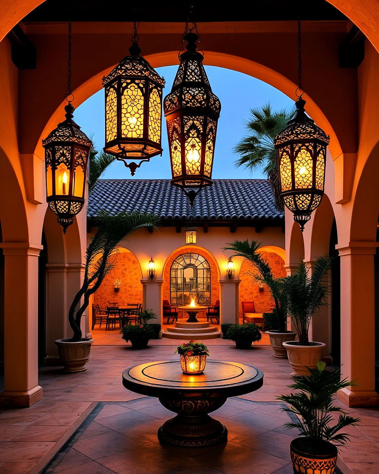 colorful moroccan lanterns - 25 Mediterranean Mansion Ideas