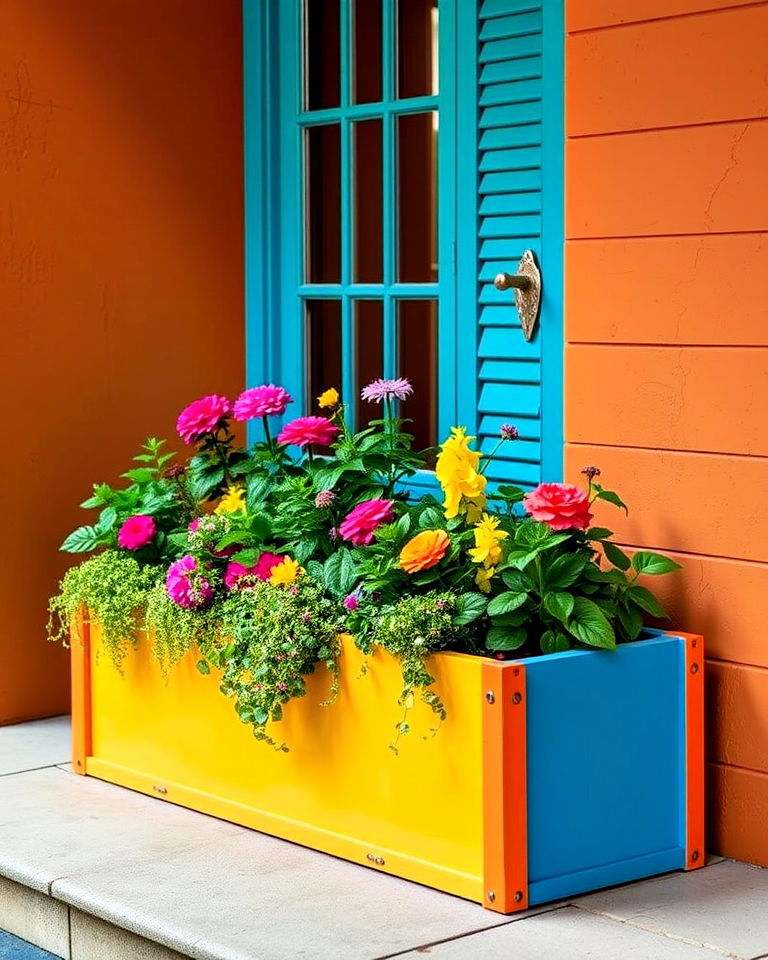 colorful painted planter boxes - 25 Planter Box Ideas