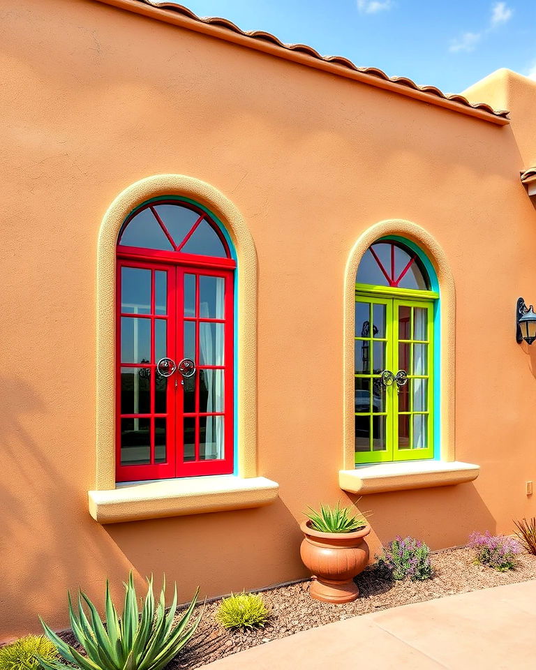 colorful window frames - 25 Mexican Style House Design Ideas