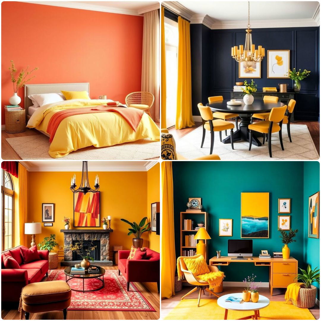 combination colors that go with yellow at home