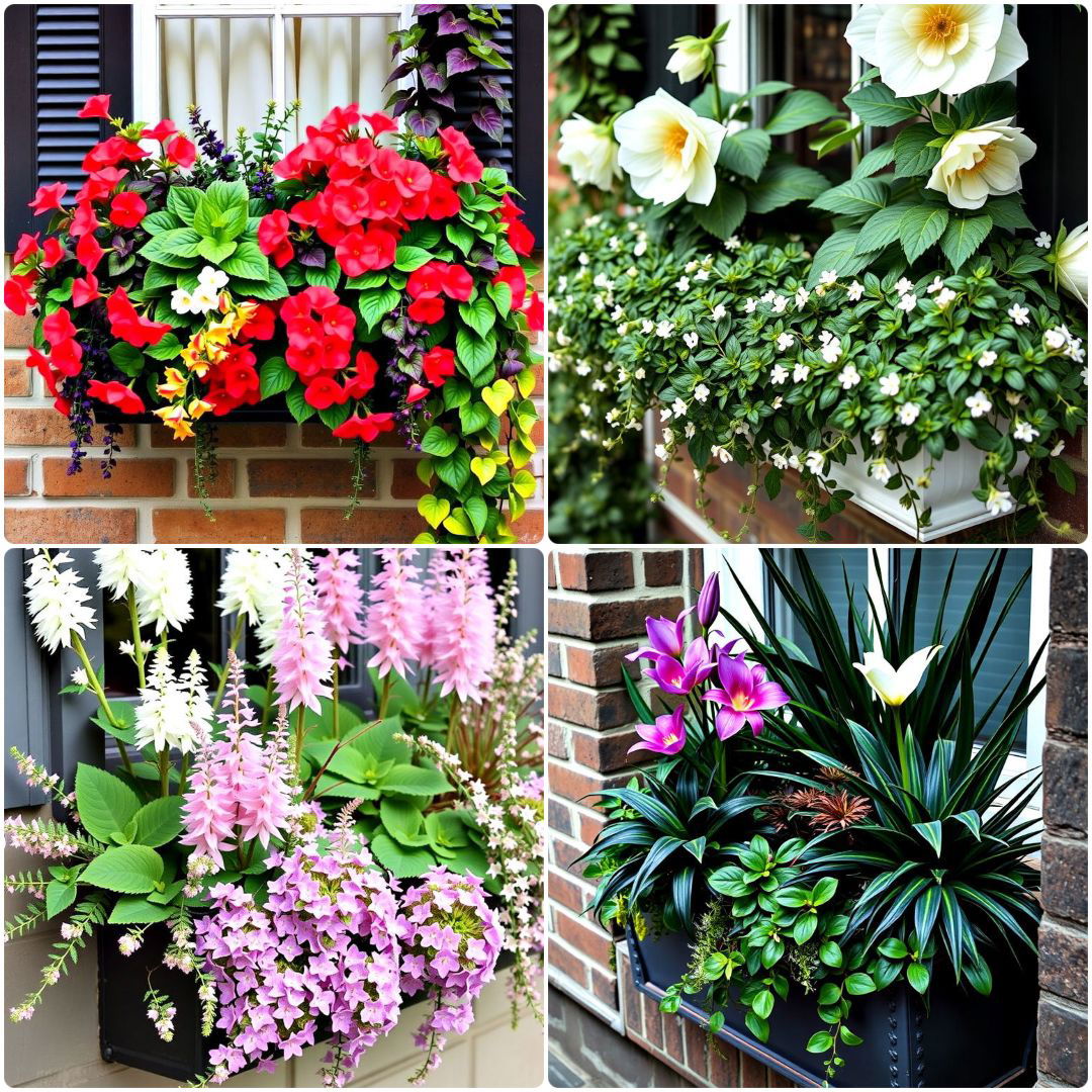 combinations of window box flowers for shade