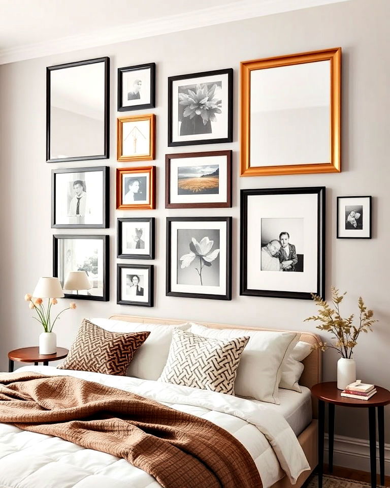 combine mirrors and artwork on the same gallery wall - 25 Mirror Gallery Wall Ideas
