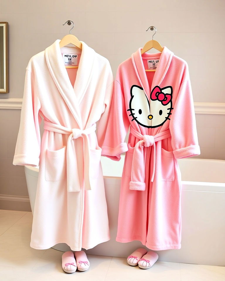 comfort and style with a hello kitty bathrobe - 15 Hello Kitty Bathroom Ideas