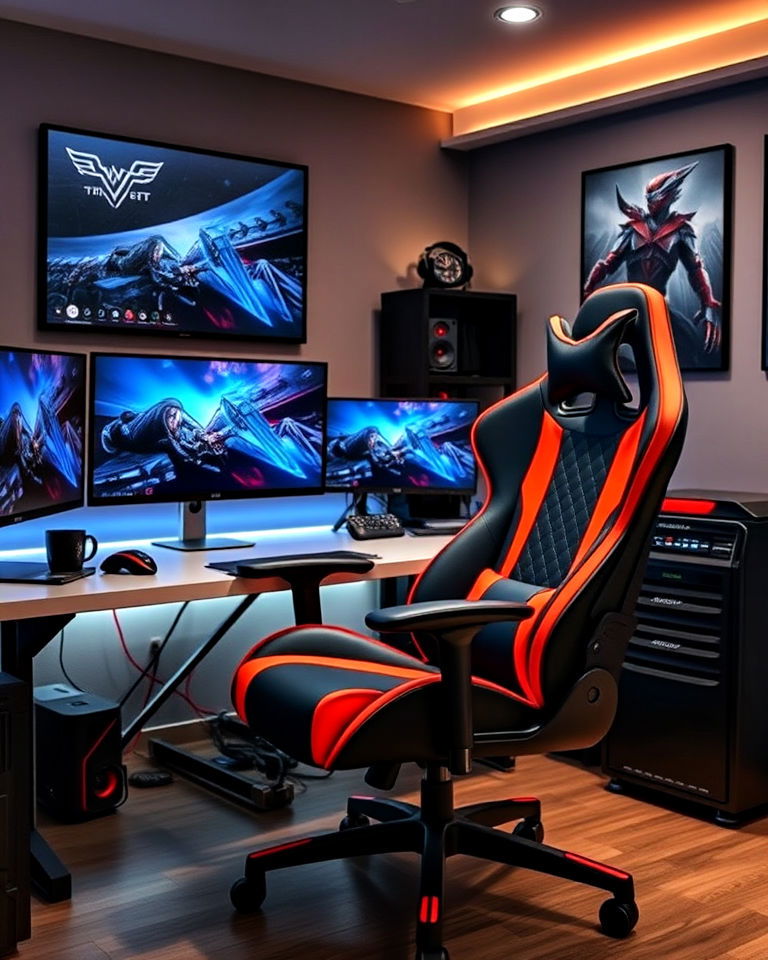 comfort first gaming chair - 20 Gaming Man Cave Ideas