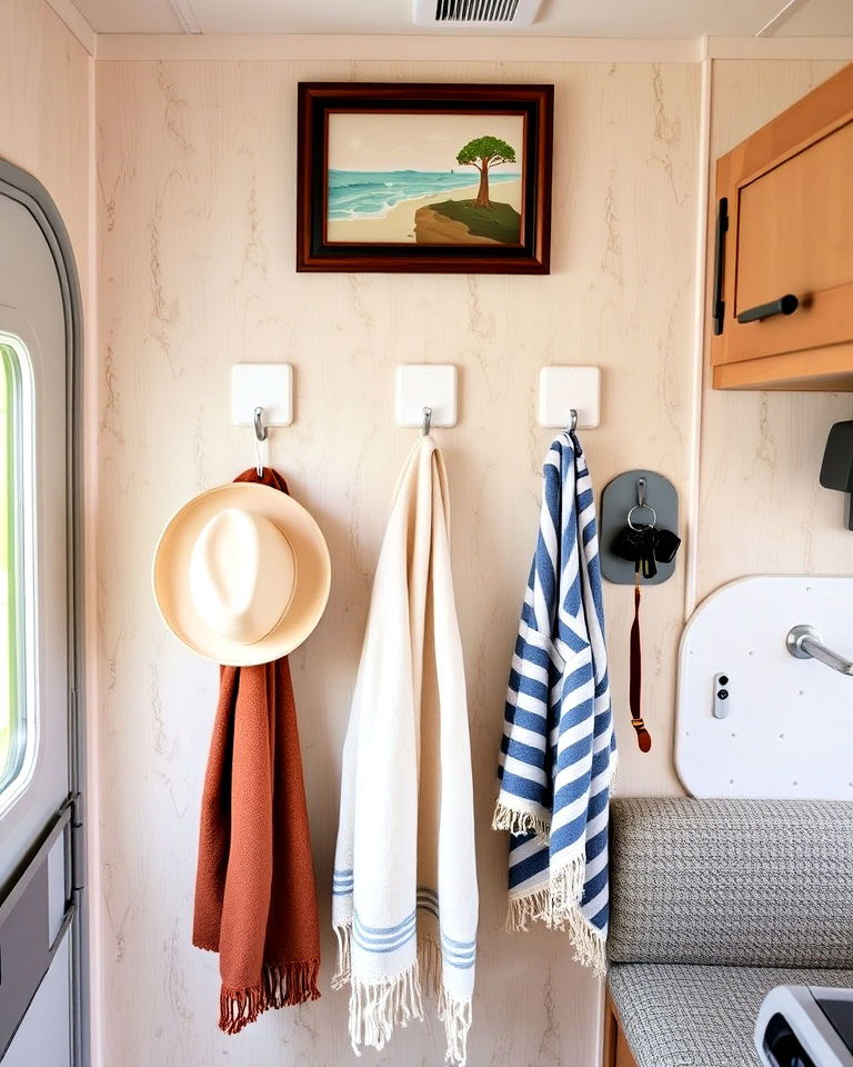 command hooks and strips for rv organization - 25 Rv Decorating Ideas