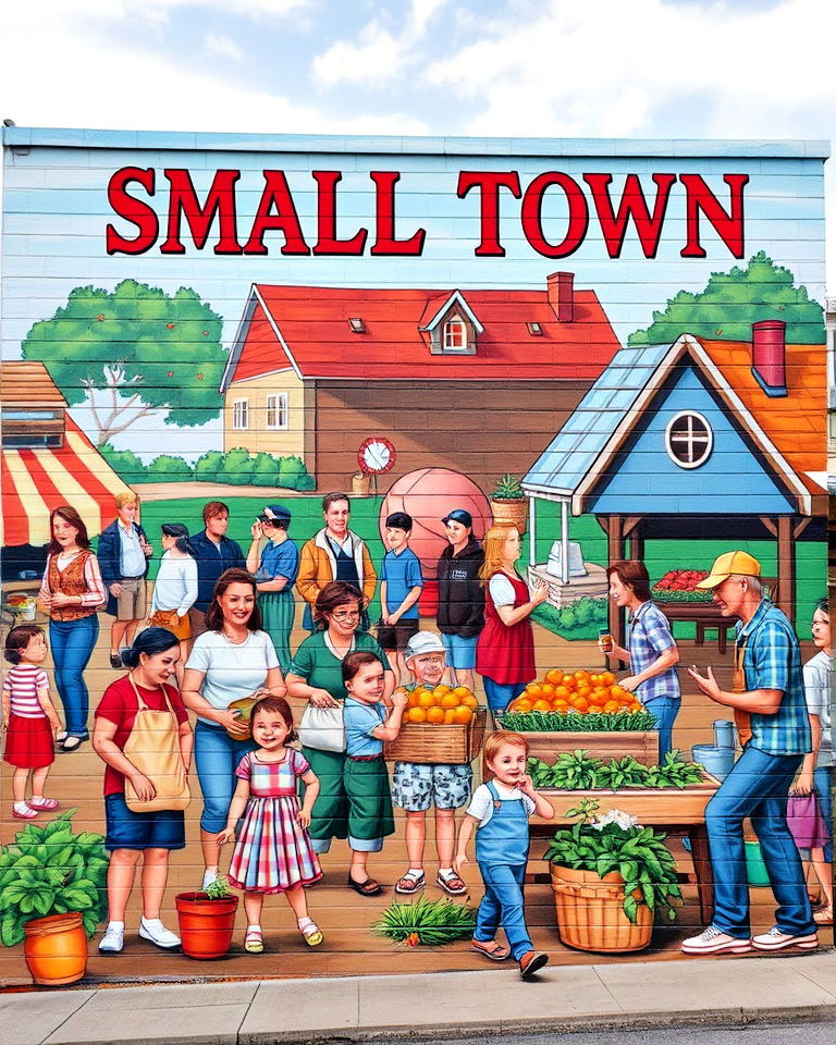 community spirit in action mural - 15 Small Town Murals