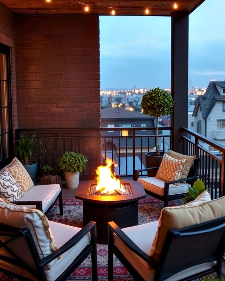 compact fire pit for second story balcony - 15 Second Story Balcony Ideas