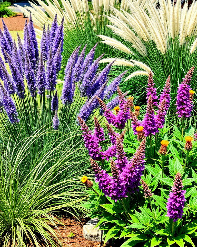 companion for ornamental grasses - 15 Butterfly Bush Landscaping Ideas