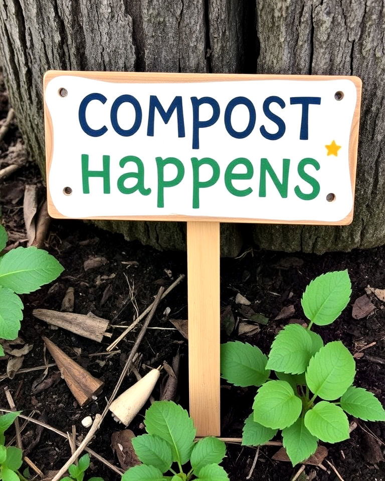 compost happens garden sign - 20 Garden Sign Ideas