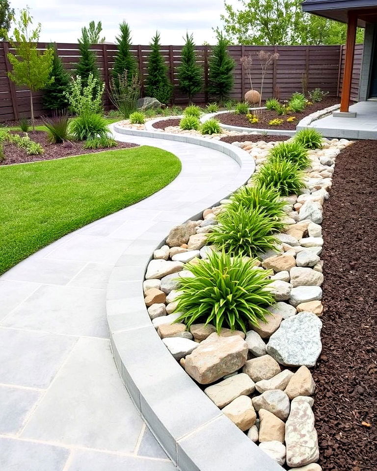 concrete and stone hybrid edging - 25 Stone Garden Edging Ideas