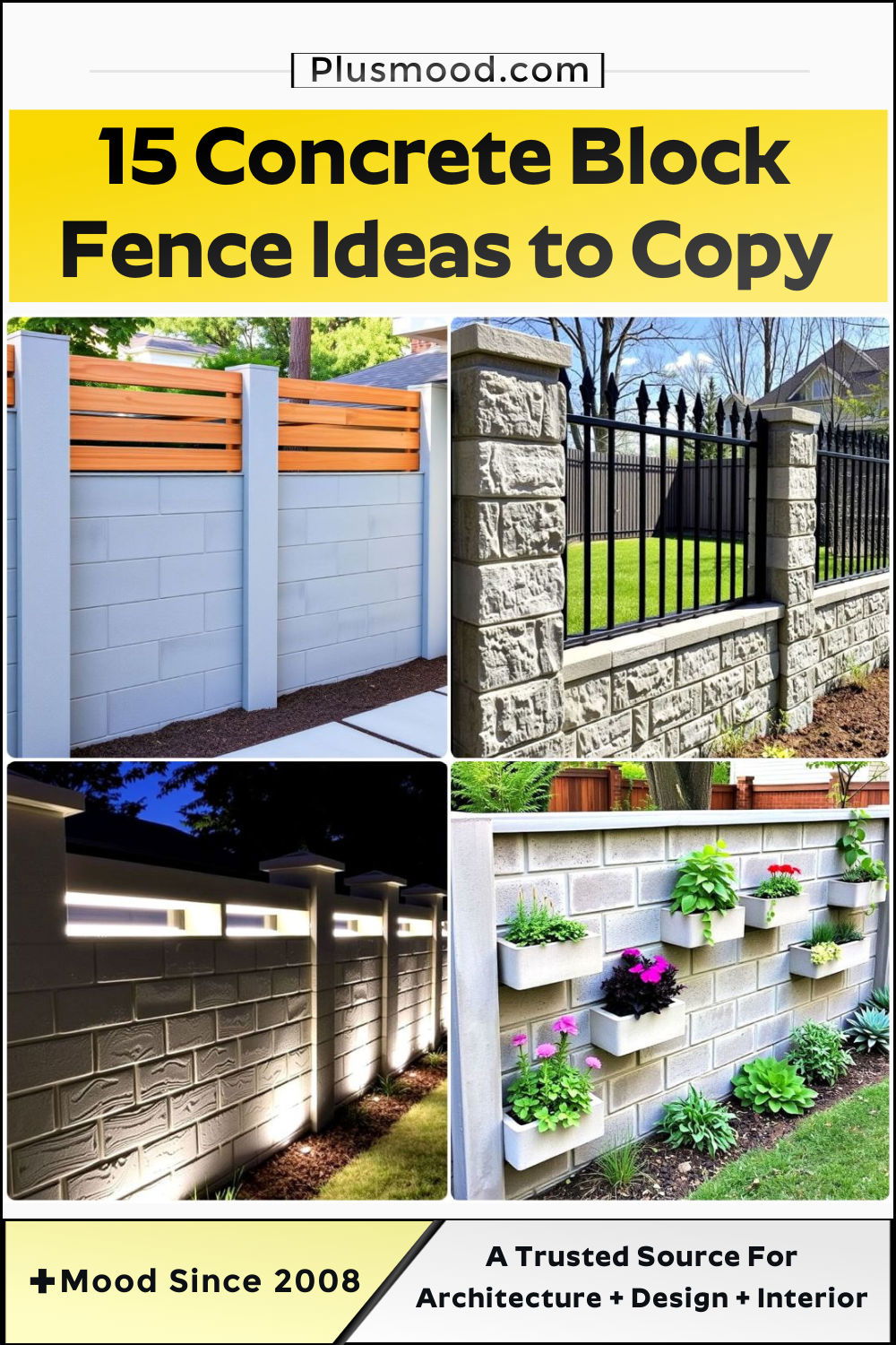 concrete block fence ideas to copy