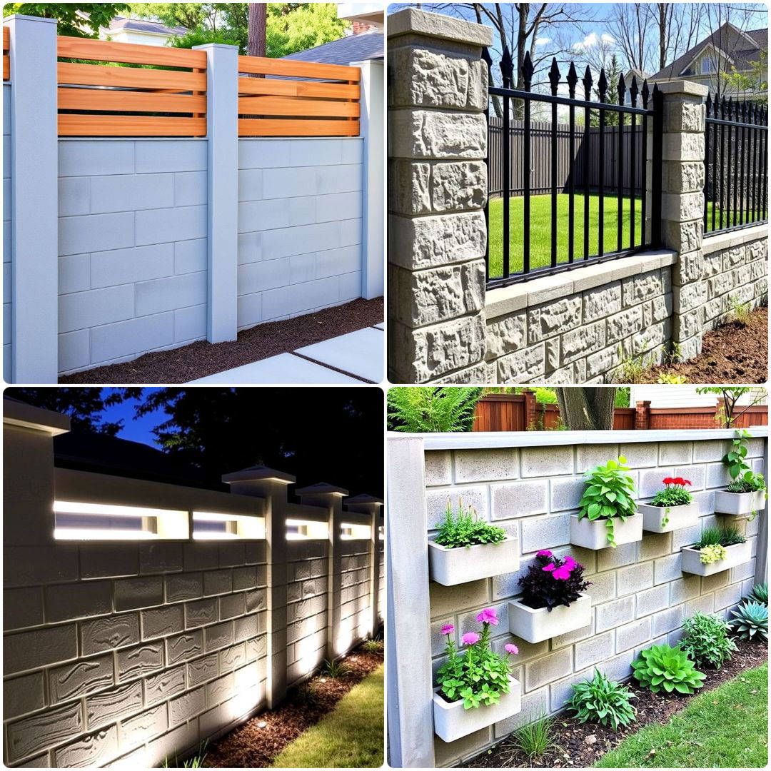 concrete block fence ideas