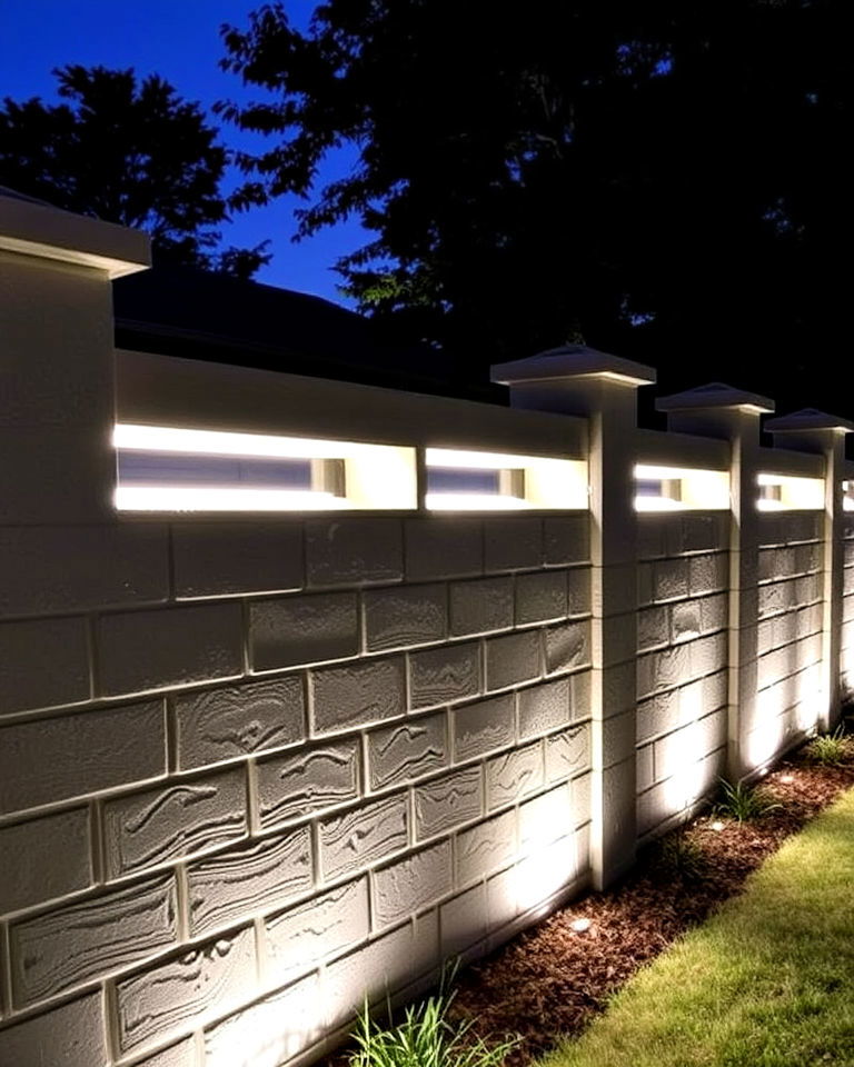 concrete block fence with integrated lighting concrete block fence with integrated lighting - 15 Concrete Block Fence Ideas