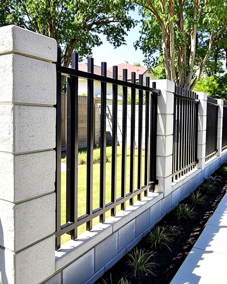 concrete block fence with steel accents concrete block fence with steel accents - 15 Concrete Block Fence Ideas