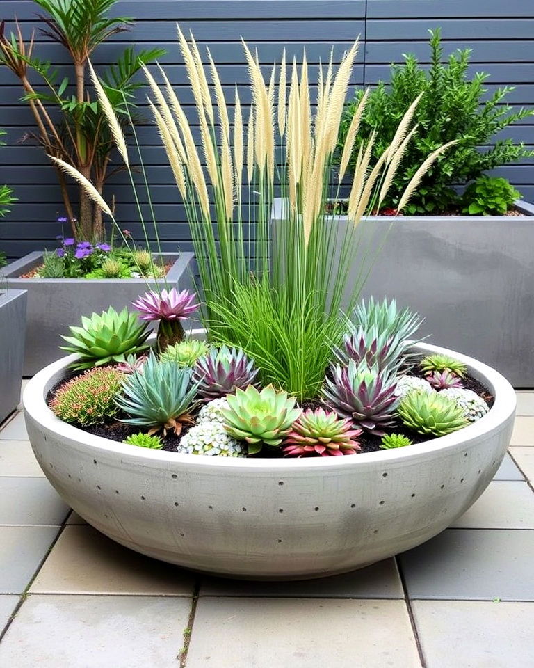 concrete bowl garden bed - 15 Round Garden Bed Ideas