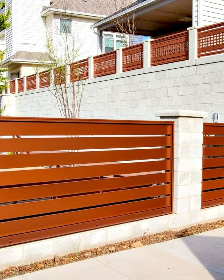 concrete fence with horizontal slats concrete fence with horizontal slats - 15 Concrete Block Fence Ideas