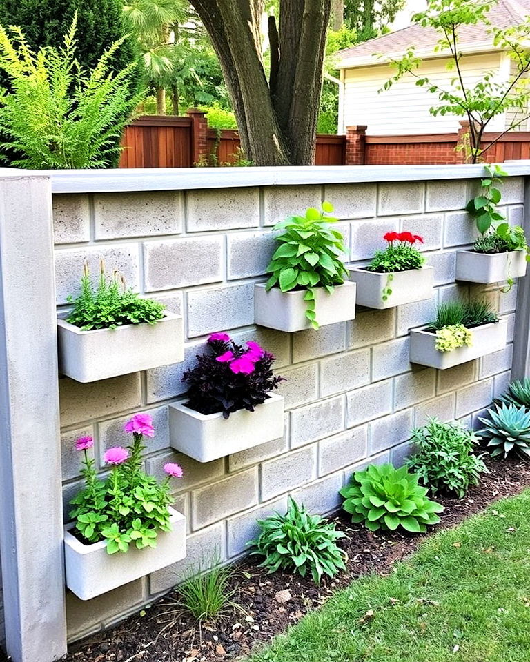 concrete fence with planter sections concrete fence with planter sections - 15 Concrete Block Fence Ideas