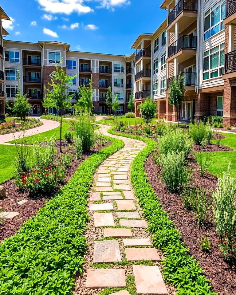 condo landscapes with decorative pathways - 15 Condo Landscaping Ideas
