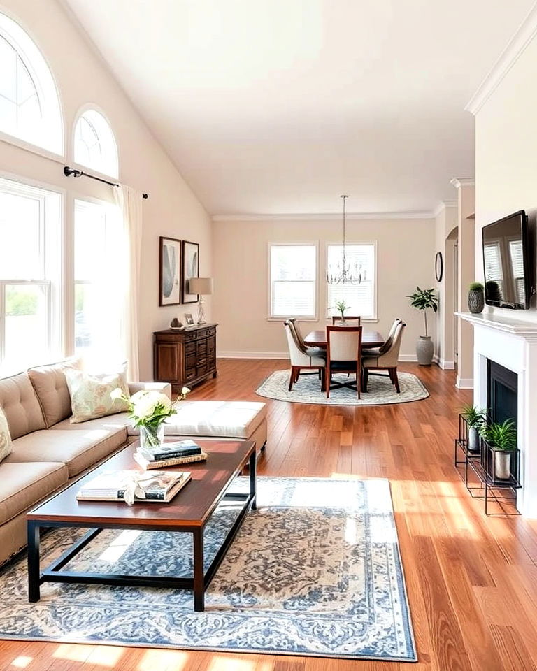 consistent flooring living room and dining room combo - 30 Living Room Dining Room Combos
