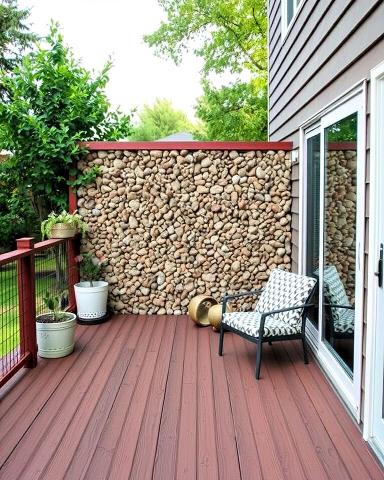 construct a gabion deck wall for texture - 15 Deck With Privacy Wall