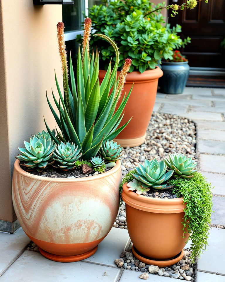 container gardens with succulents - 25 Drought Tolerant Landscaping Ideas