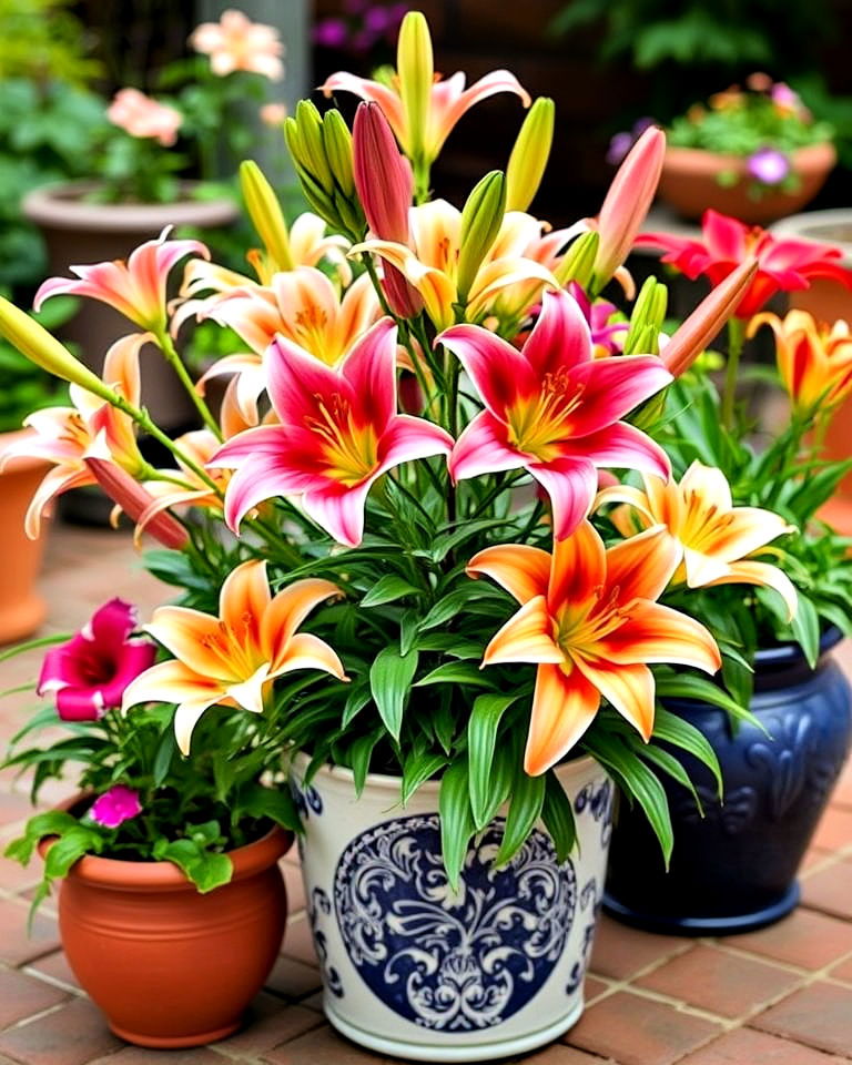 container lily display - 15 Lily Garden Ideas