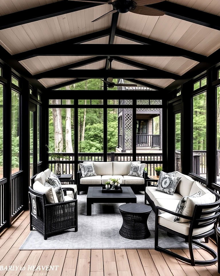 contemporary black accents deck - 25 Screened-in Deck Ideas