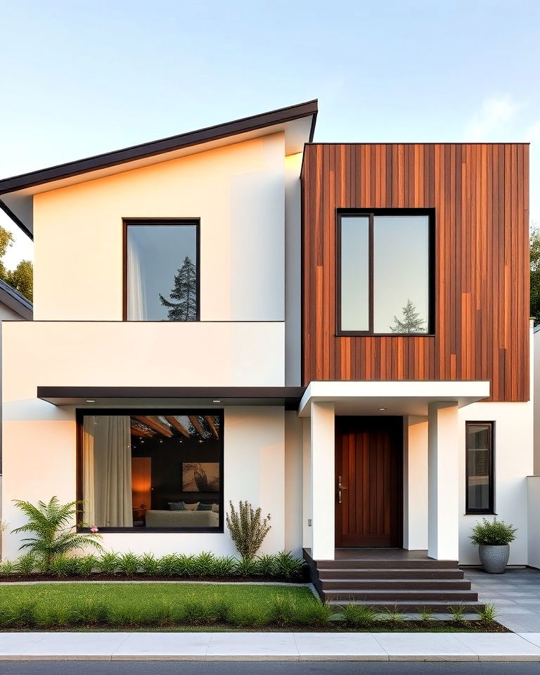 contemporary cream walls with brown paneling exterior - 20 Cream and Brown House Exterior Ideas