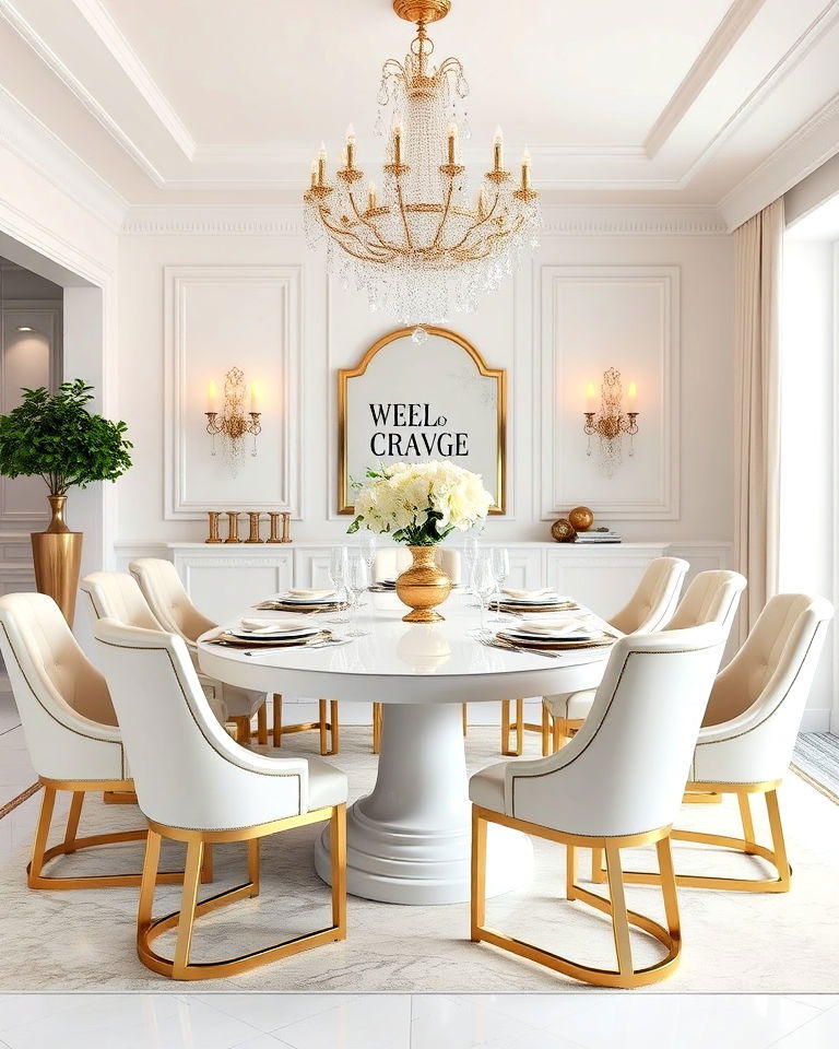 contemporary glamour white dining room - 30 White Dining Room Ideas