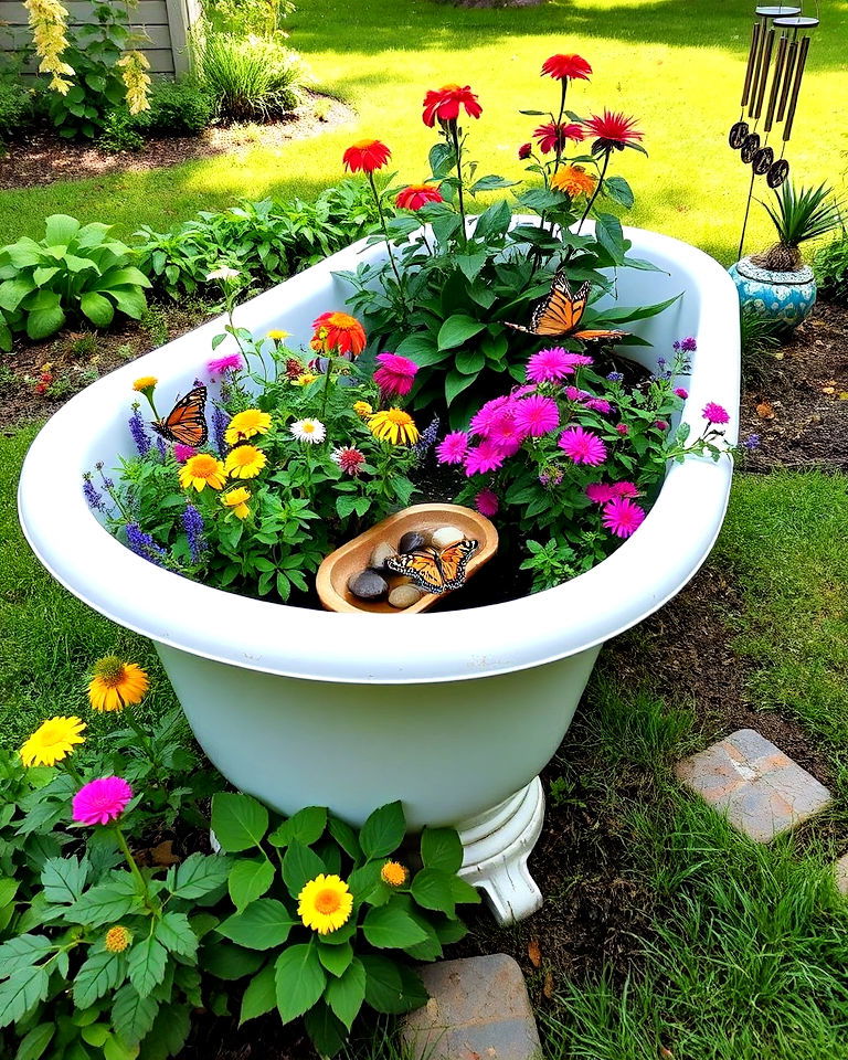 convert it into a butterfly garden - 15 Backyard Old Bathtub Garden Ideas