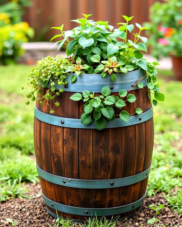 converting a wine barrel into a composting planter - 15 Wine Barrel Planter Ideas