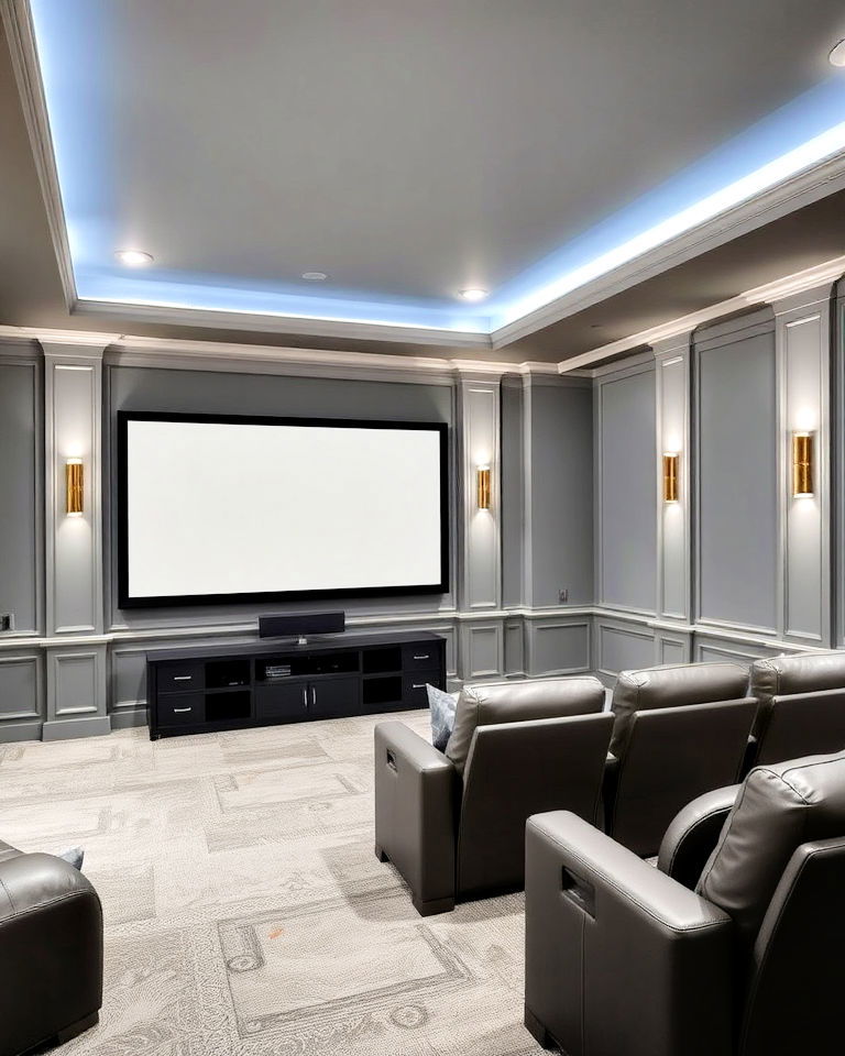 cool gray with blue undertones home theater - 15 Gray Home Theater Paint Color Schemes