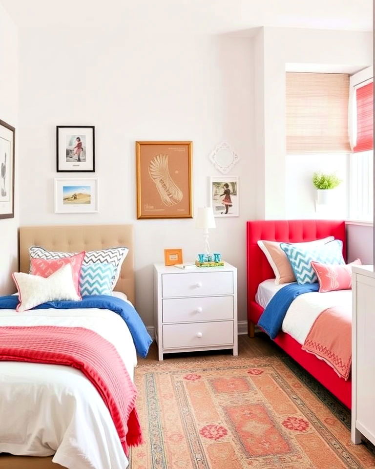 coordinated color scheme boy and girl shared small room - 40 Boy and Girl Shared Small Room Ideas
