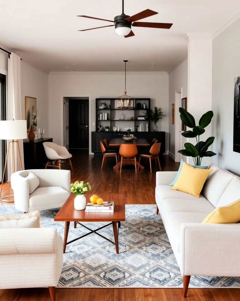 coordinated furniture style for living and dining combo - 30 Living Room Dining Room Combos