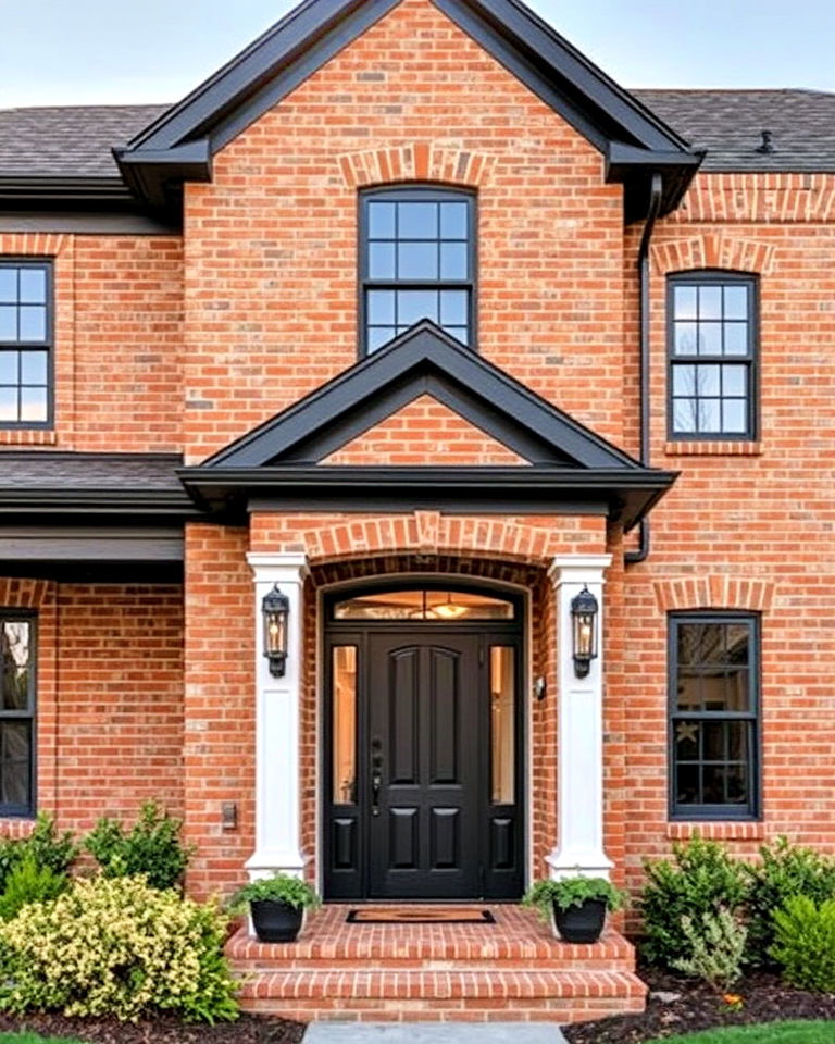 copper and charcoal gray blonde brick house - 25 Blonde Brick House Color Schemes