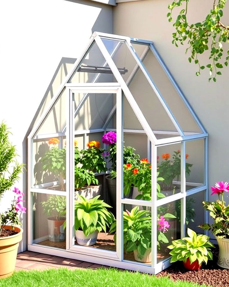 corner a frame greenhouse - 15 Corner Greenhouse Ideas