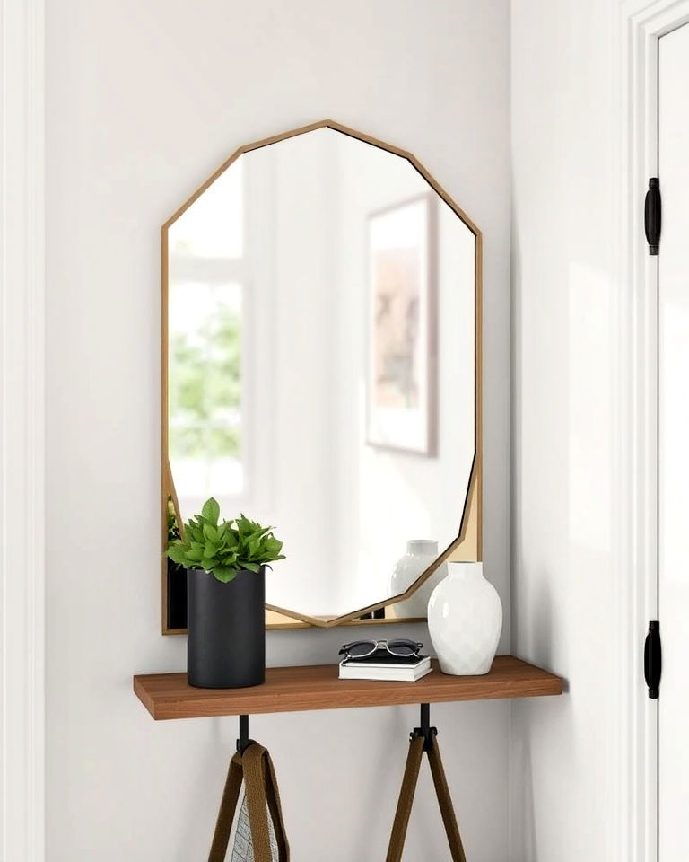 corner mirror with shelf for small entryway - 15 Corner Entryway Ideas