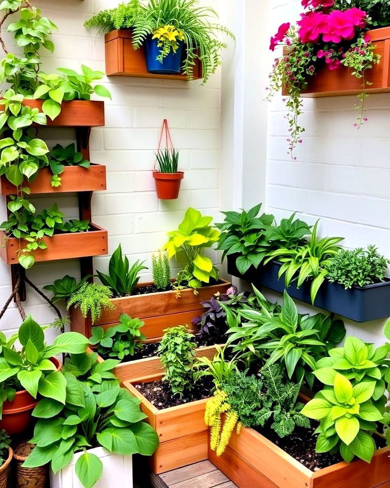 corner planter boxes for maximized space - 25 Planter Box Ideas