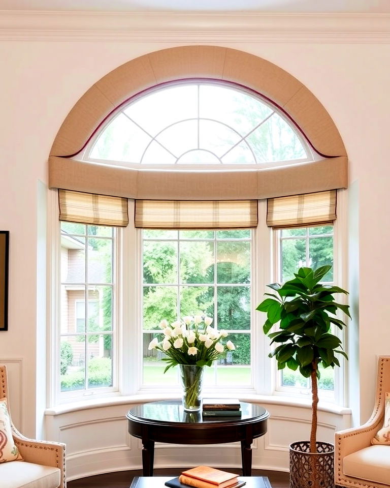 cornices for a decorative accent - 30 Bay Window Treatment Ideas