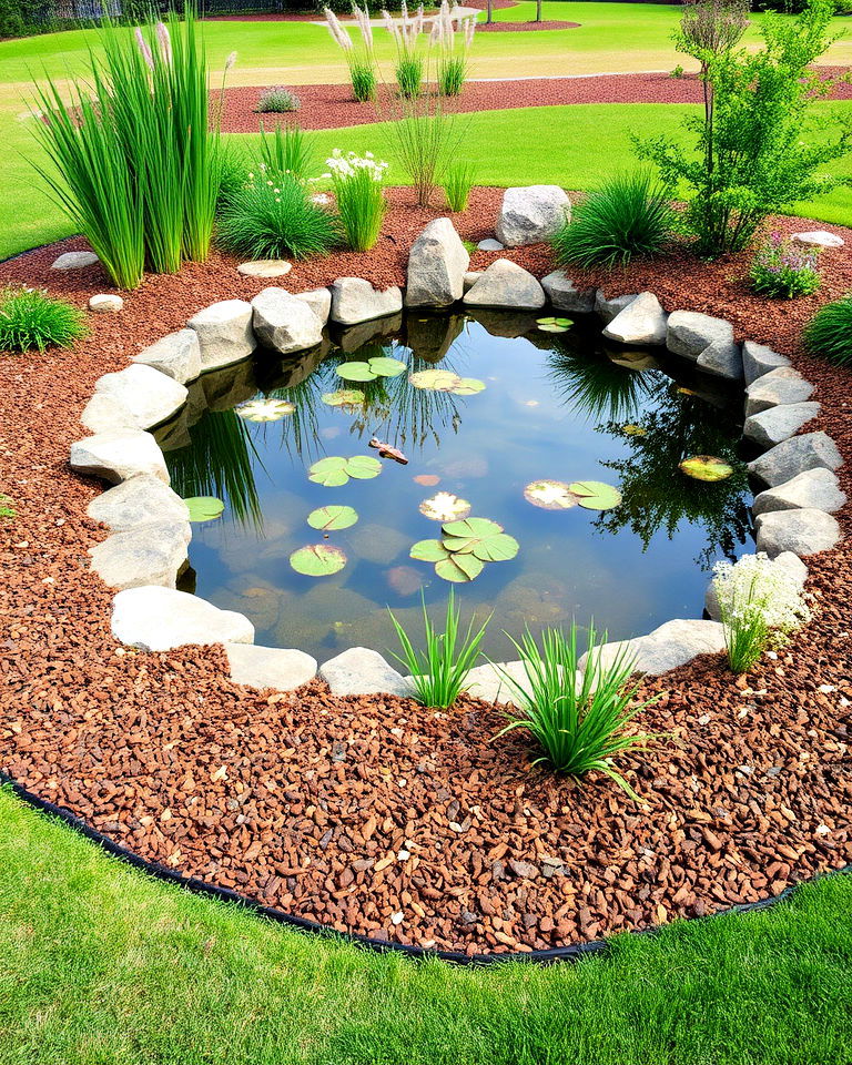 cost effective mulch pond edging - 20 Pond Edging Ideas
