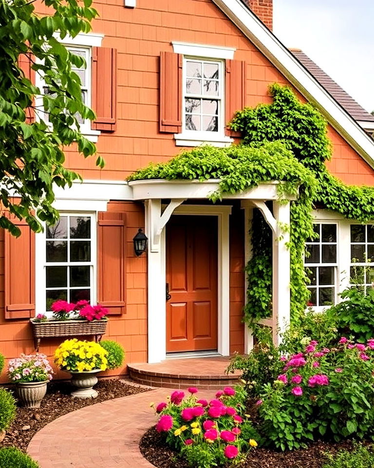 cottage style homes with warm terracotta siding - 15 Home Designs Using Natural Clay Siding Colors
