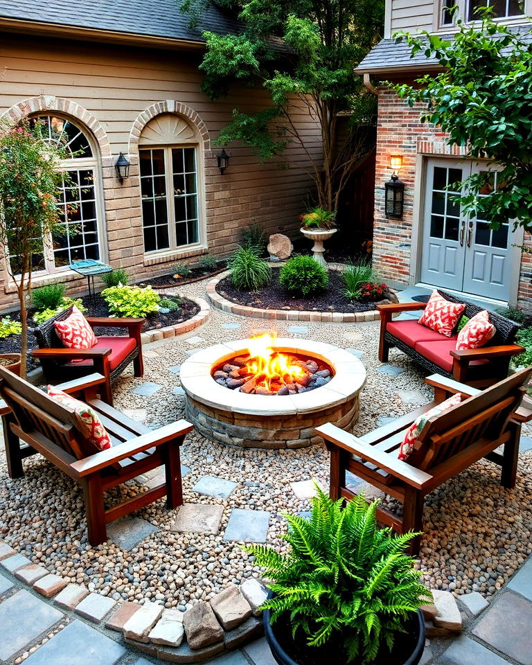 courtyard fire pit for front yard - 25 Front Yard Courtyard Ideas