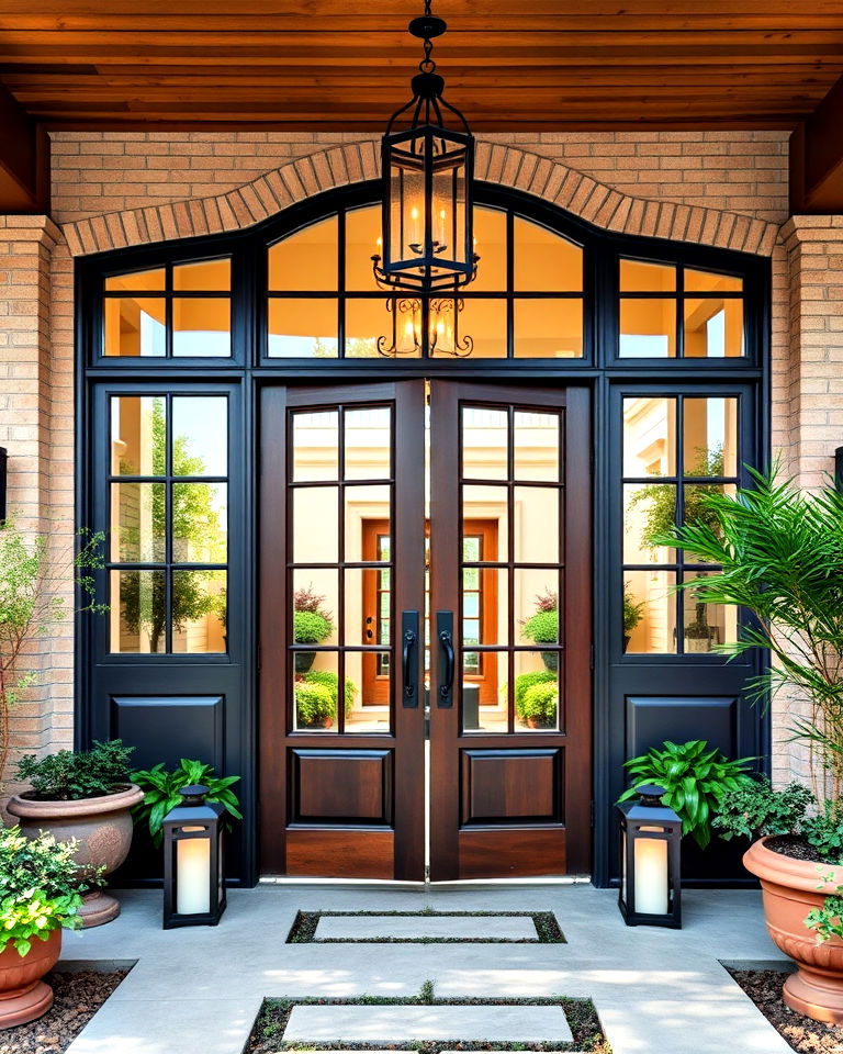 courtyard with double door entrance - 15 Enclosed Front Courtyard Ideas