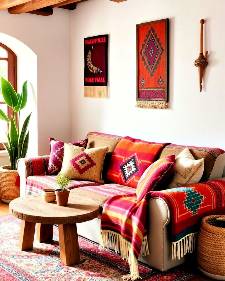 cozy and colorful like handwoven mexican textiles - 25 Mexican Decor Ideas