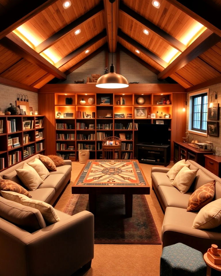 cozy board game retreat - 20 Loft Game Room Ideas