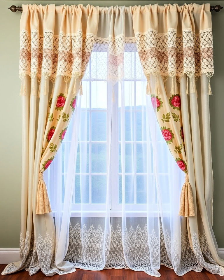 cozy boho layered curtains - 15 Boho Curtain Ideas