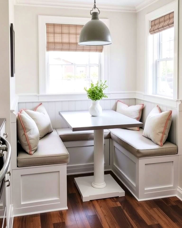 cozy built in bench seating - 20 Corner Breakfast Nook Ideas